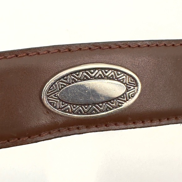 Vintage Western Concho Belt Size 38 Brown Leather Silver Tone Buckle Adjustable - Picture 5 of 12
